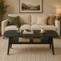 43.3-Inch Mid-Century Modern Coffee Table with Storage Shelf